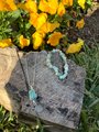 Amazonite healing gemstone necklace, pendant with matching Amazonite chip bracelet