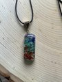 Healing chakra gemstone and orgone necklace, pendant. Meditation, and spiritual, Car mobile protector.
