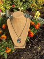 Healing chakra stone nautical shell necklace,pendant, with a 28” silver chain along with a 20-22” adjustable black cord.