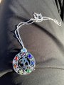 Om pendant with classy chakra rhinestones. Yoga necklace, yoga pendant.