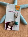 Healing pet charm for collar,Chrysocolla gemstone and St. Francis of Assisi charm, pet collar charm, purse pull,zipper pull.