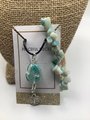 Amazonite healing gemstone necklace, pendant with matching Amazonite chip bracelet