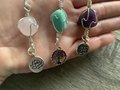 Healing Gemstone Necklace - Amethyst, Amazonite, or Rose Quartz with Lotus, Om & Tree Of Life Charm