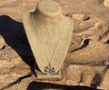 Om pendant with classy chakra rhinestones. Yoga necklace, yoga pendant.