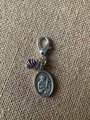 Healing Pet Collar Charm with Amethyst and St. Anthony, St. Francis Medals for Protection - Purse & Zipper Charm