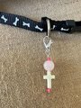 Pet Collar Charm - Rose Quartz Cross Charm, Spiritual Gemstone Accessory ,Unique Gift for Pet Lovers