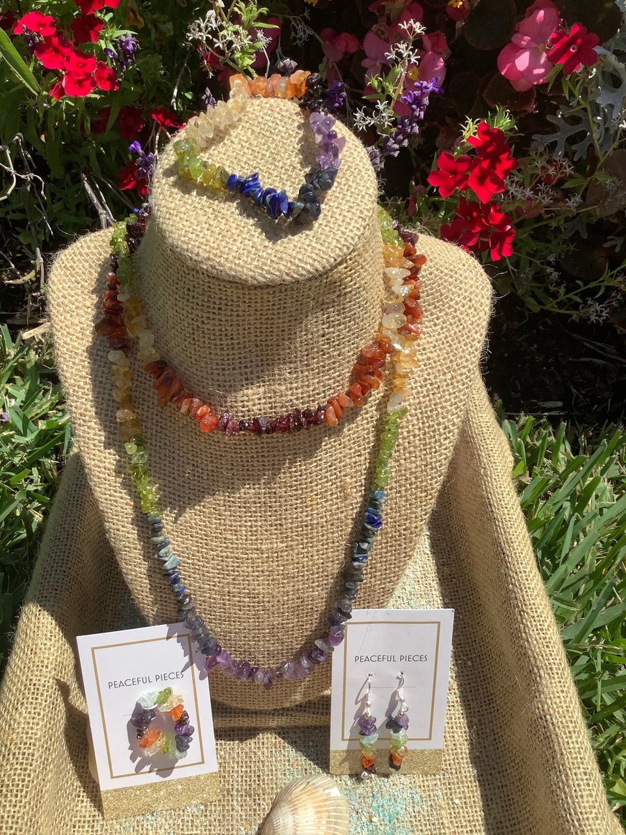 Healing Chakra gemstone jewelry gift set, Chakra Necklace, Bracelet, Earrings, and Ring,Balancing, Yoga, Minimalist,Nature inspired.