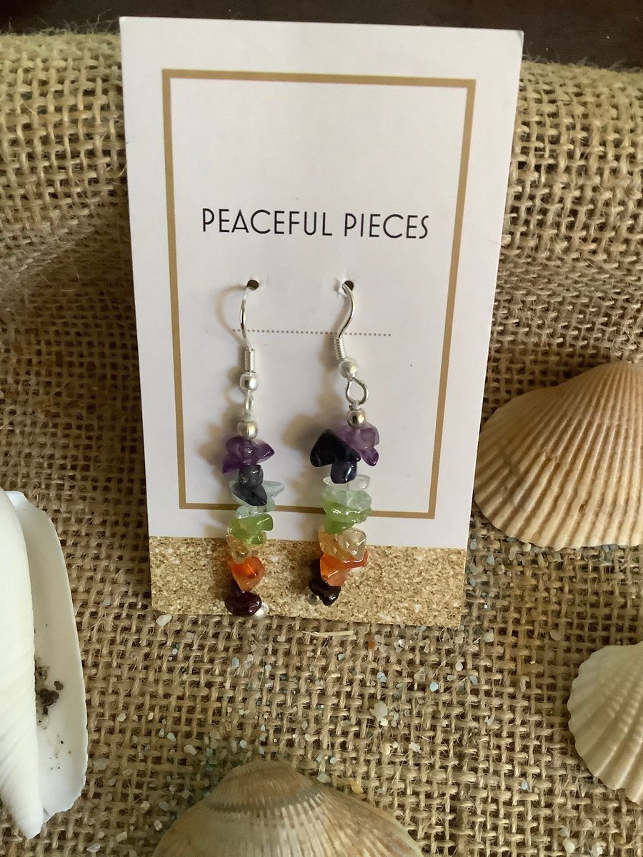 Healing Chakra gemstone jewelry gift set, Chakra Necklace, Bracelet, Earrings, and Ring,Balancing, Yoga, Minimalist,Nature inspired.