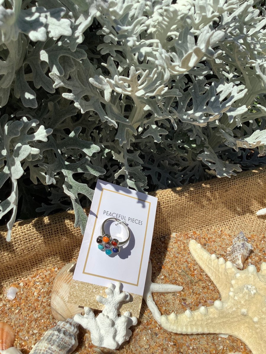 Healing Adjustable Chakra Stone Ring, Energy Gemstone Jewelry, Spiritual Gift, Boho Chic Accessory, Handmade Healing Ring