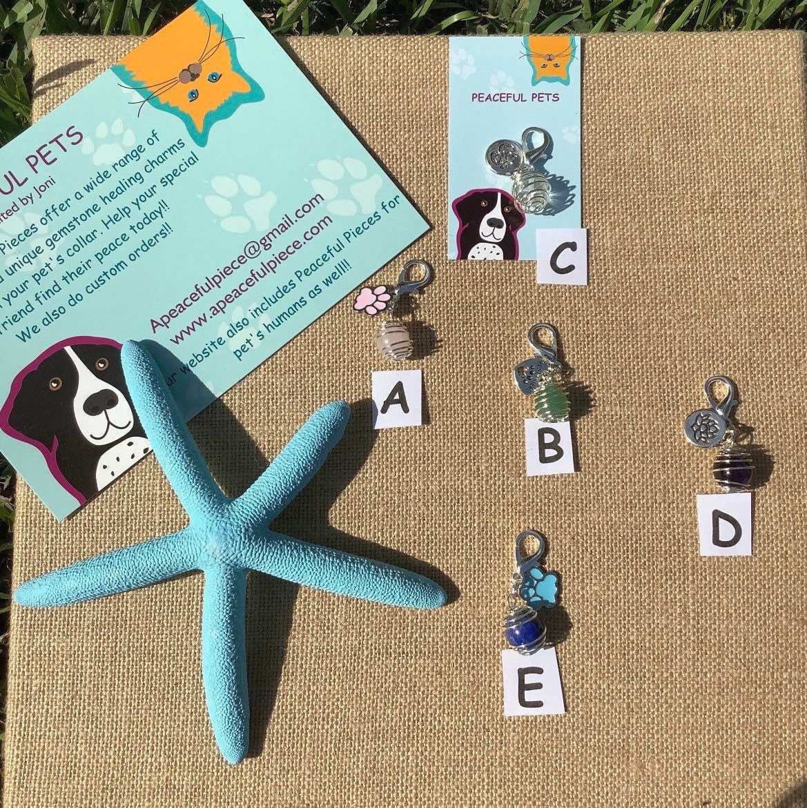 Healing crystal gemstone pet charm, collar charm, pet amulet, protection pet charm. Purse charm, crystals for dogs, cats, zipper pull.