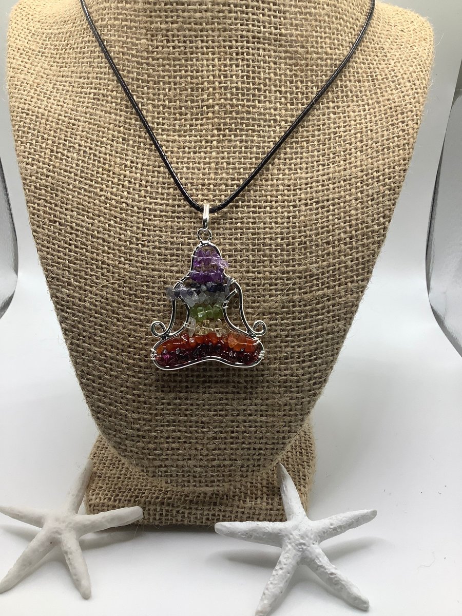 Yoga,Buddha,chakra stone healing pendant