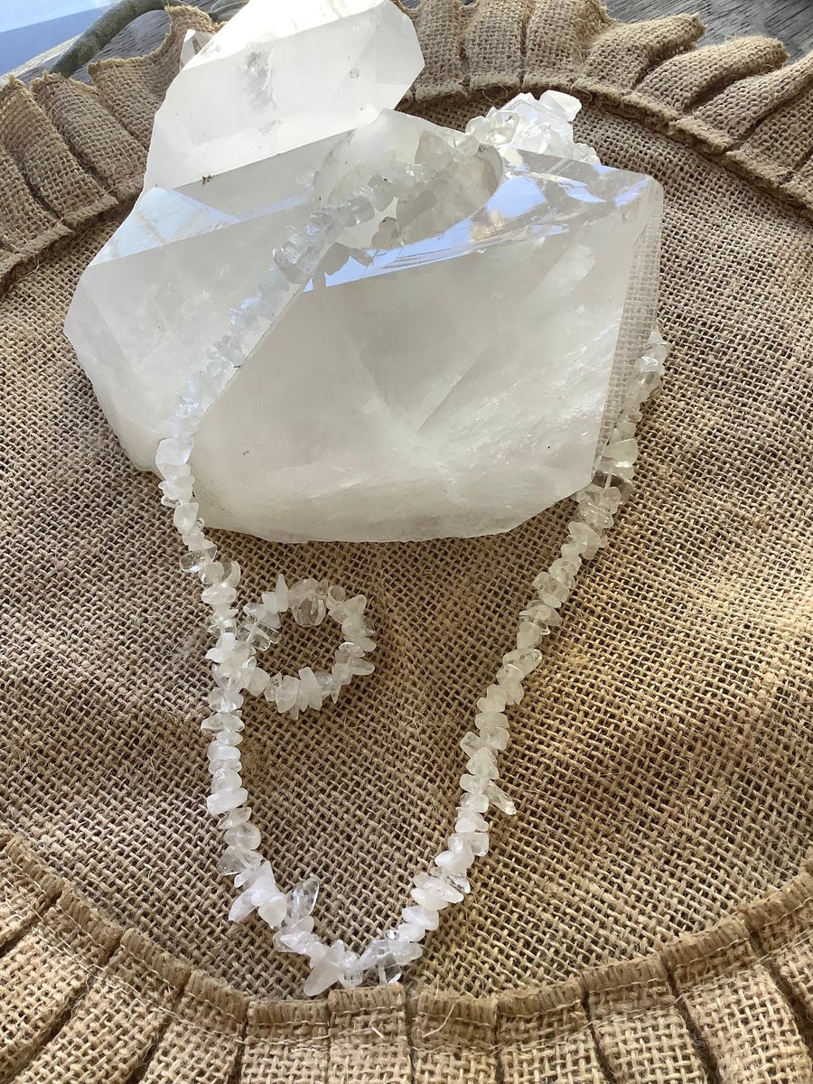 Natural clear quartz healing gemstone crystal necklace, gemstone necklace, unique gift