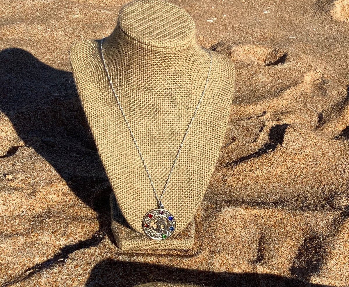 Om pendant with classy chakra rhinestones. Yoga necklace, yoga pendant.
