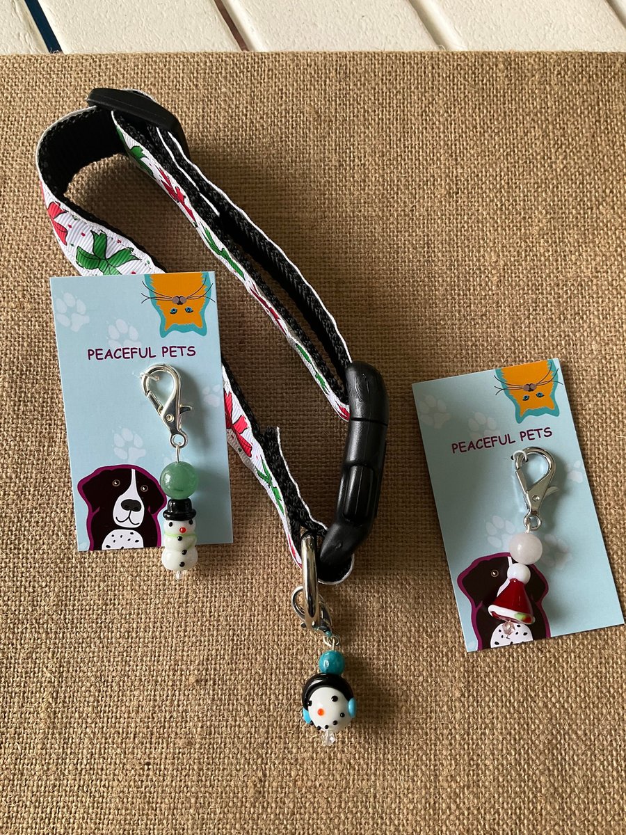 Gemstone Charm - Christmas Pet Collar with Healing Charms, Purse Charm & Zipper Pull - Unique Holiday Gift for Pet Lovers