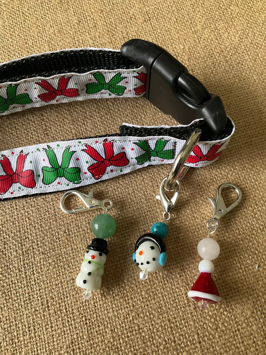 Gemstone Charm - Christmas Pet Collar with Healing Charms, Purse Charm & Zipper Pull - Unique Holiday Gift for Pet Lovers