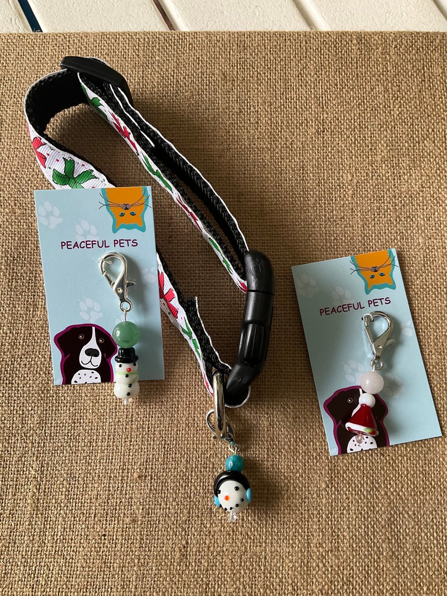Gemstone Charm - Christmas Pet Collar with Healing Charms, Purse Charm & Zipper Pull - Unique Holiday Gift for Pet Lovers