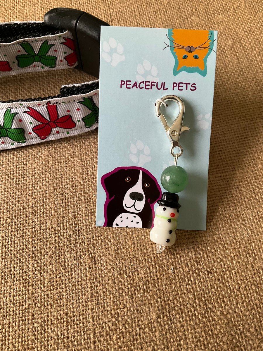 Gemstone Charm - Christmas Pet Collar with Healing Charms, Purse Charm & Zipper Pull - Unique Holiday Gift for Pet Lovers