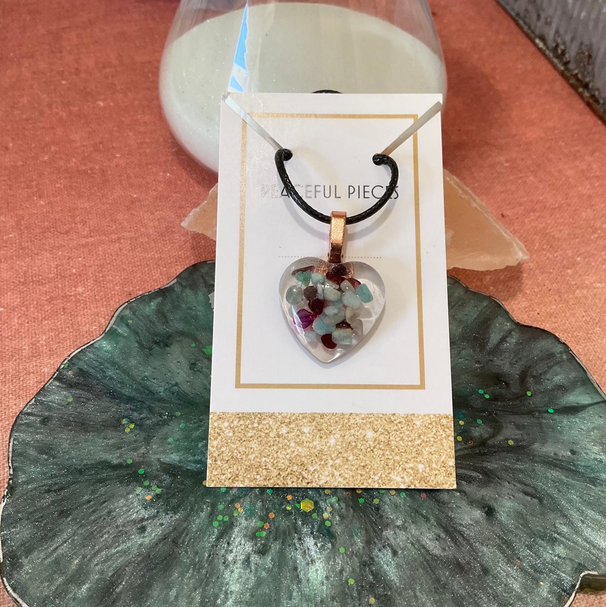 Healing Gemstone Crystal necklace made with Amazonite, and Garnet. Protection necklace made with natural stones.