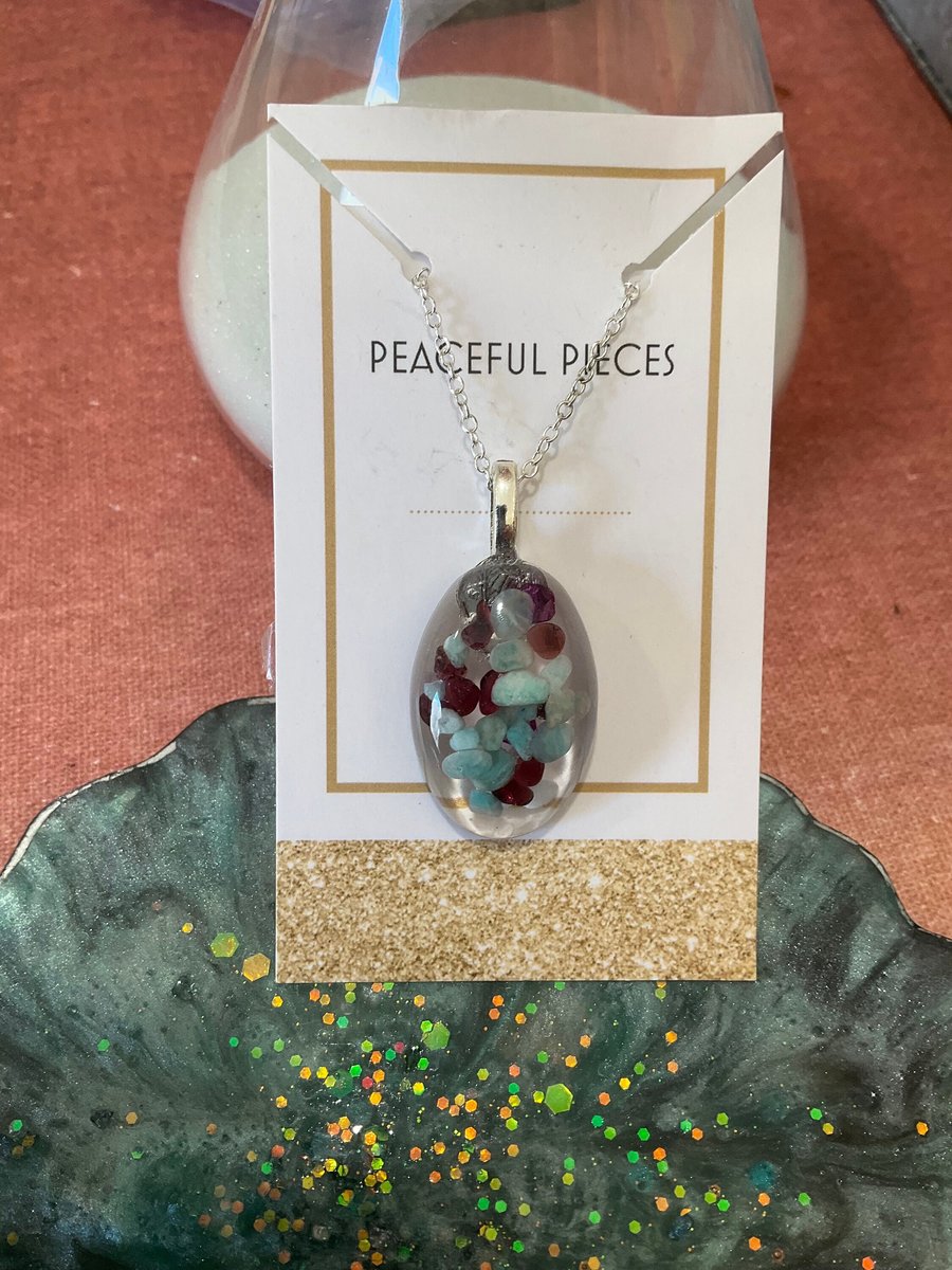Healing Gemstone Crystal necklace made with Amazonite, and Garnet. Protection necklace made with natural stones.
