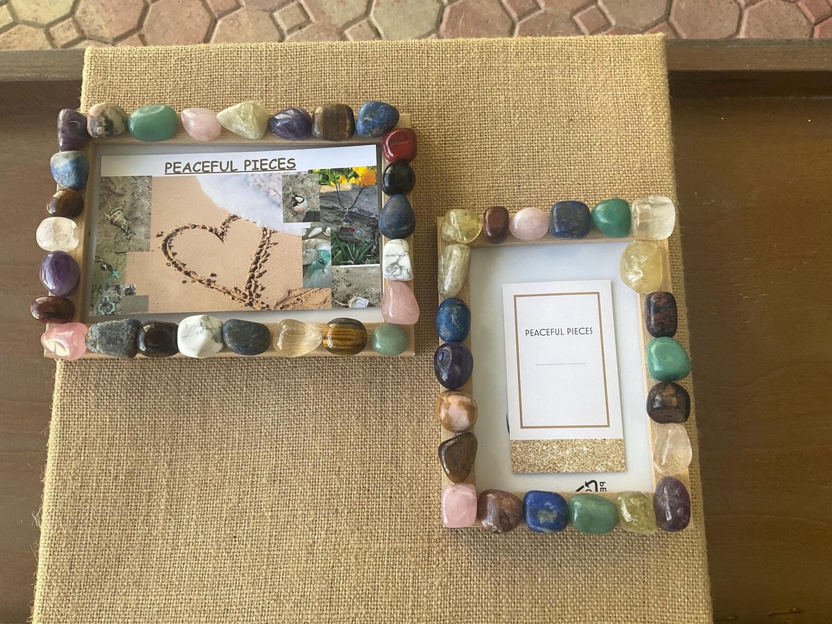 Natural Gemstone Picture Frame - Healing Crystal Decor - Boho Chic Frame for Photos - Unique Handmade Gift