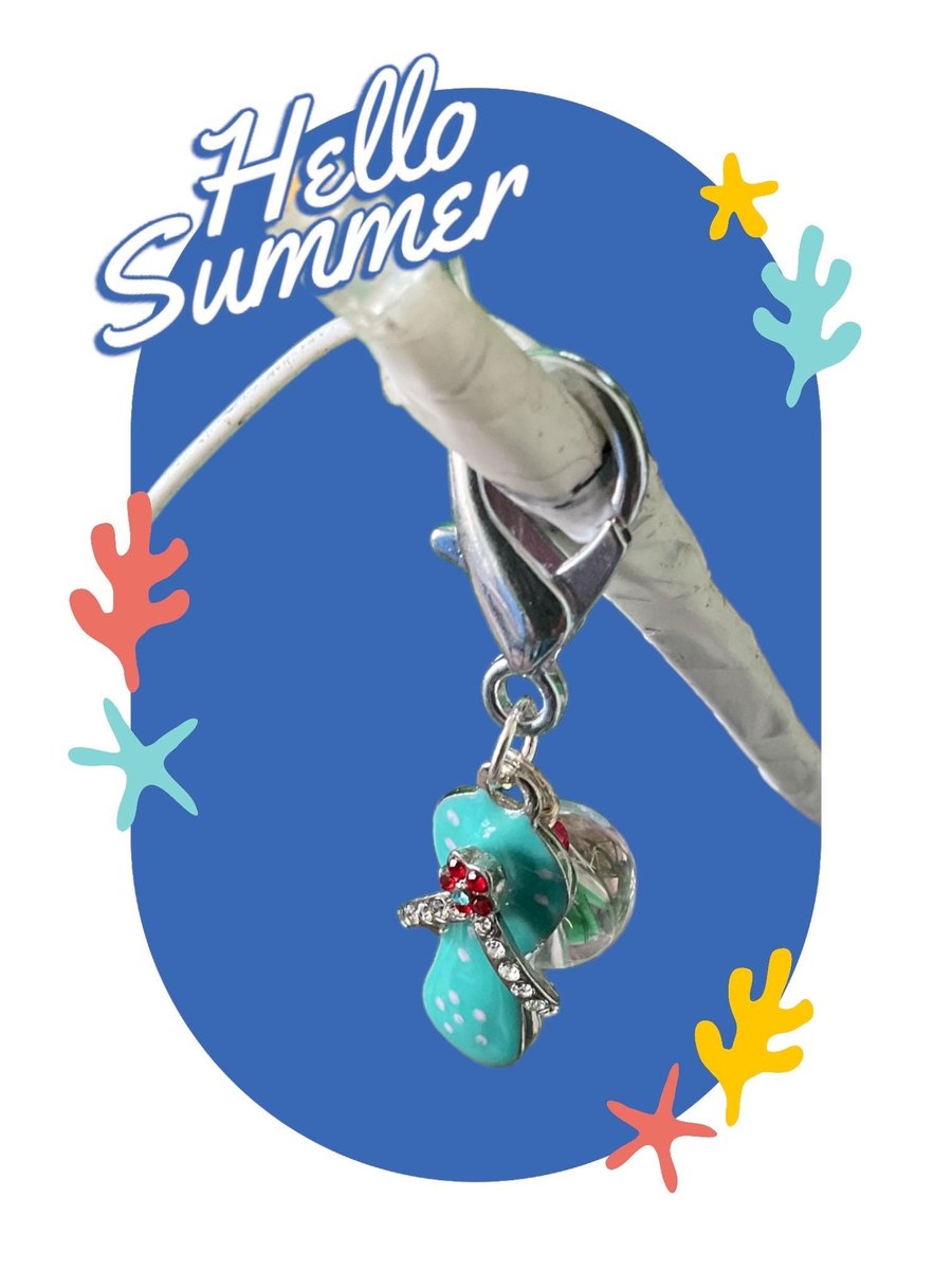 Healing Clear Crystal Pet Collar Charm w/ Flip Flop Accent - Gemstone Accessory for Pets, Purses & Zippers