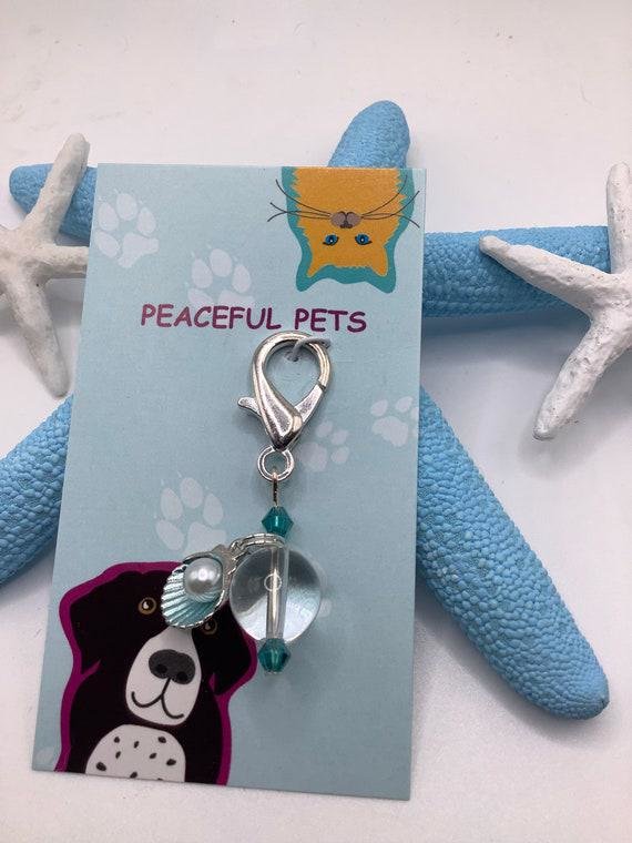 Pet Charm for Collar - Healing Clear Quartz & Shell Pearl Charm, Crystal Pet Accessories, Purse Pull, Unique Pet Gifts