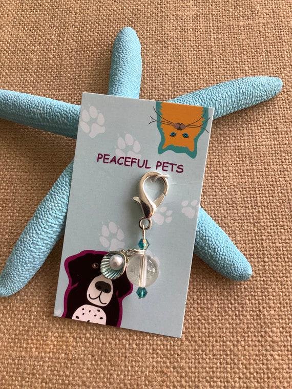 Pet Charm for Collar - Healing Clear Quartz & Shell Pearl Charm, Crystal Pet Accessories, Purse Pull, Unique Pet Gifts