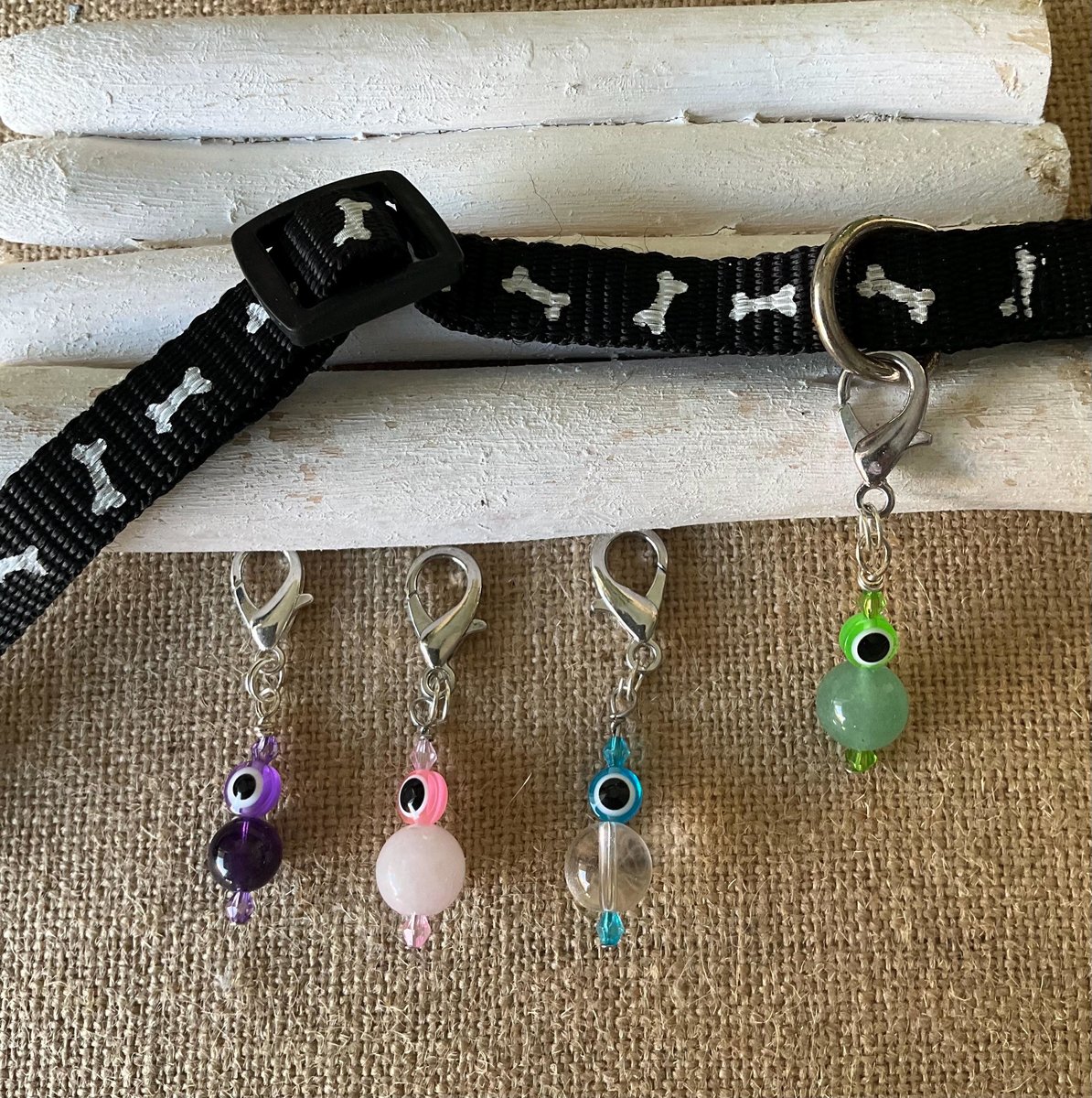 Pet Protection Charm, Evil Eye and Healing gemstones for pet safety ,  Purse charm.