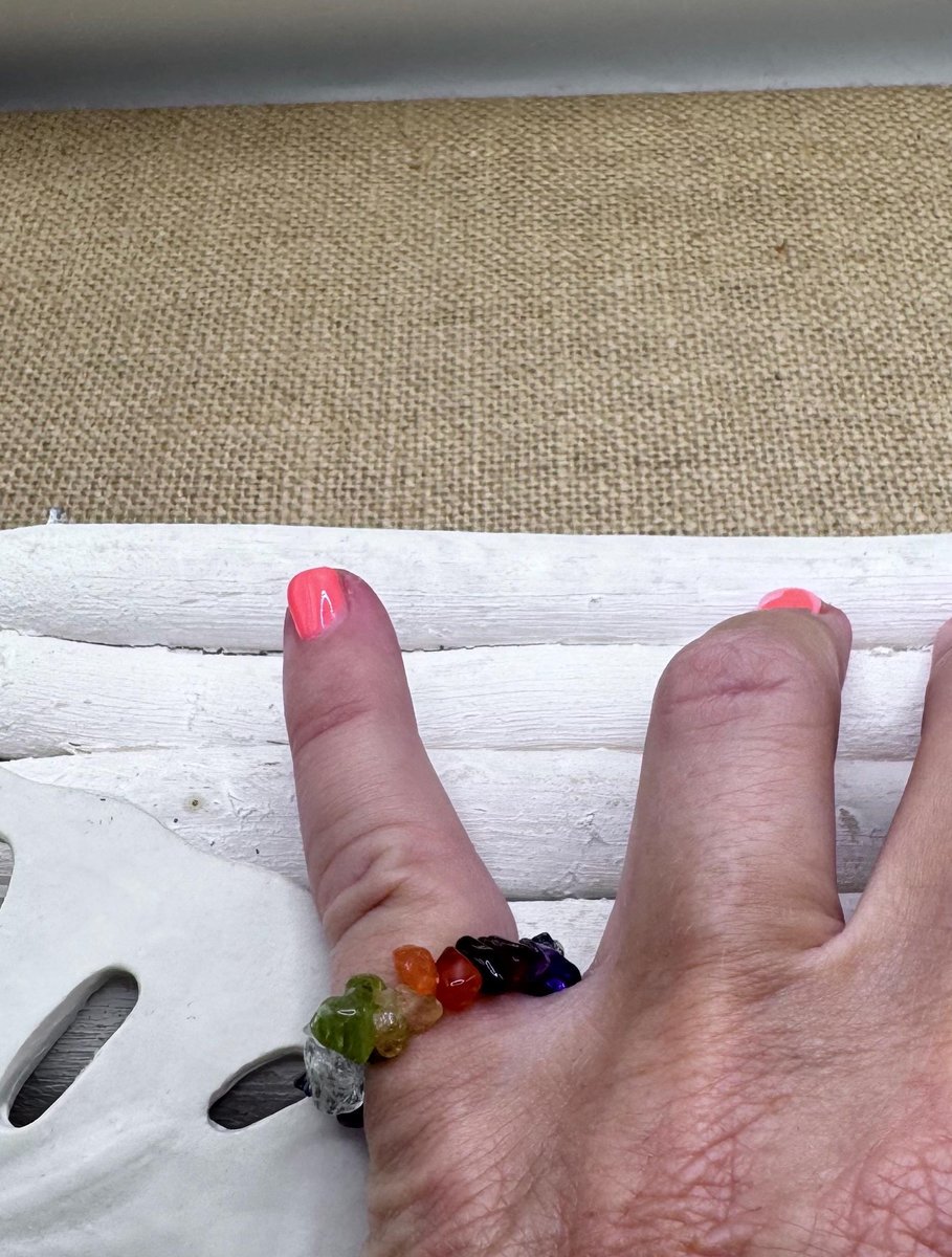 Chakra gemstone chips ring