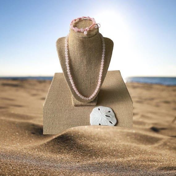 Rose Quartz Healing Jewelry set - Beaded Gemstone Jewelry for Love, Energy , Protection