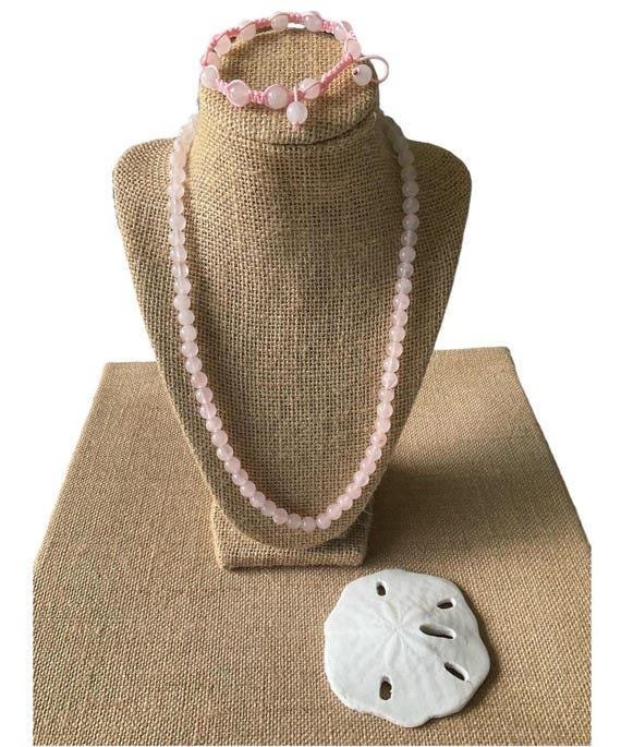 Rose Quartz Healing Jewelry set - Beaded Gemstone Jewelry for Love, Energy , Protection
