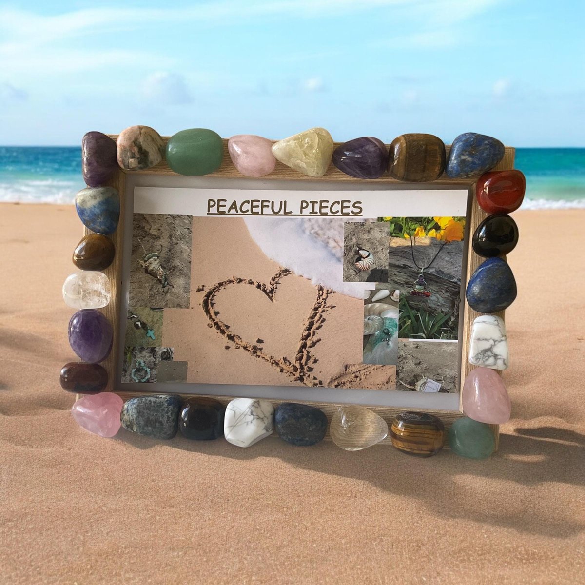 Natural Gemstone Picture Frame - Healing Crystal Decor - Boho Chic Frame for Photos - Unique Handmade Gift
