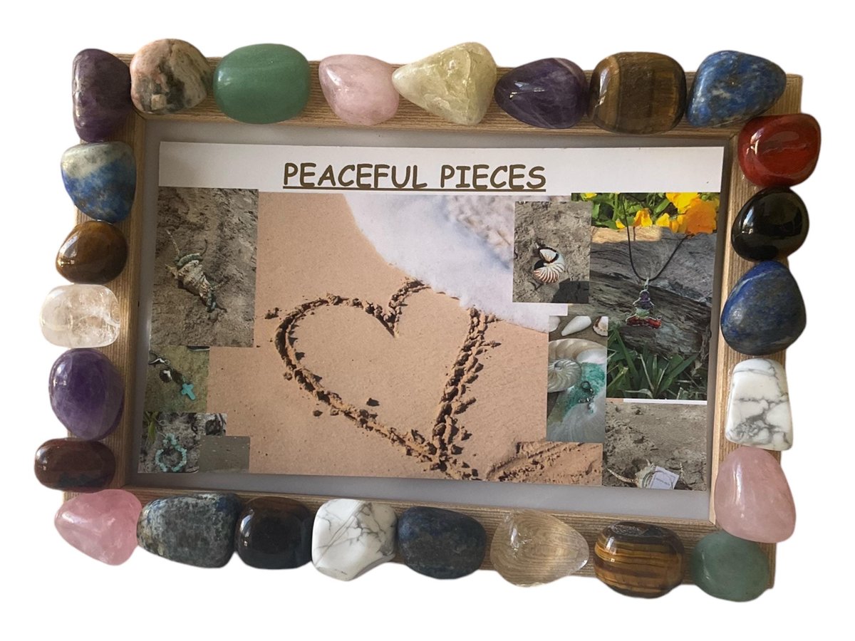 Natural Gemstone Picture Frame - Healing Crystal Decor - Boho Chic Frame for Photos - Unique Handmade Gift