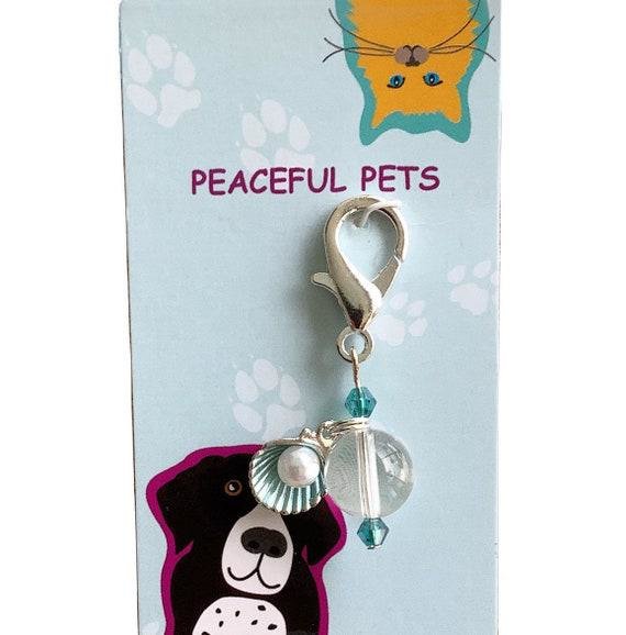 Pet Charm for Collar - Healing Clear Quartz & Shell Pearl Charm, Crystal Pet Accessories, Purse Pull, Unique Pet Gifts