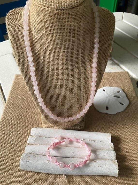 Rose Quartz Healing Jewelry set - Beaded Gemstone Jewelry for Love, Energy , Protection