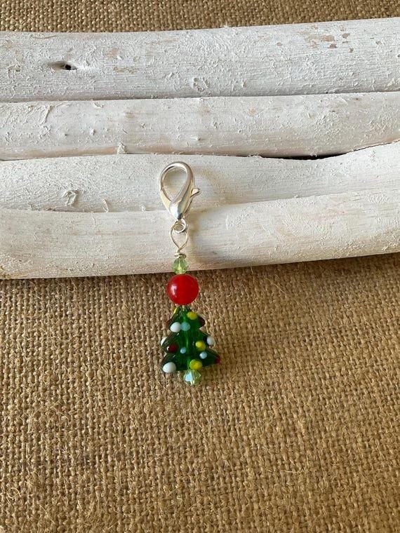 Pet collar charm, Christmas themed, healing gemstone charm, purse accessory