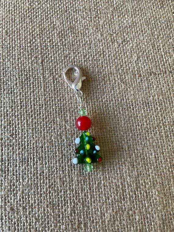 Pet collar charm, Christmas themed, healing gemstone charm, purse accessory