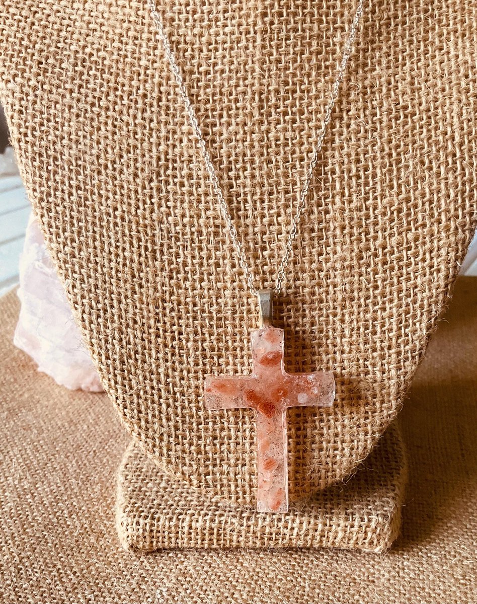 Himalayan Salt Healing Cross Necklace | Protection Jewelry Pendant for Mindful Living & Wellness