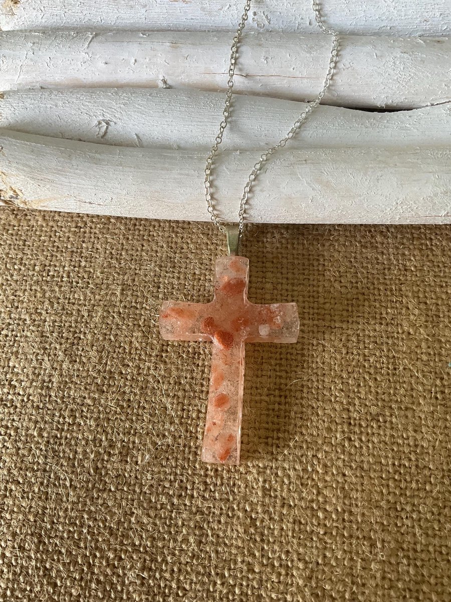 Himalayan Salt Healing Cross Necklace | Protection Jewelry Pendant for Mindful Living & Wellness