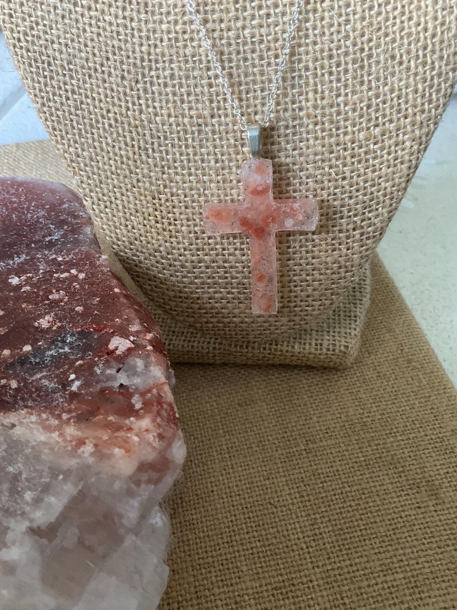 Himalayan Salt Healing Cross Necklace | Protection Jewelry Pendant for Mindful Living & Wellness