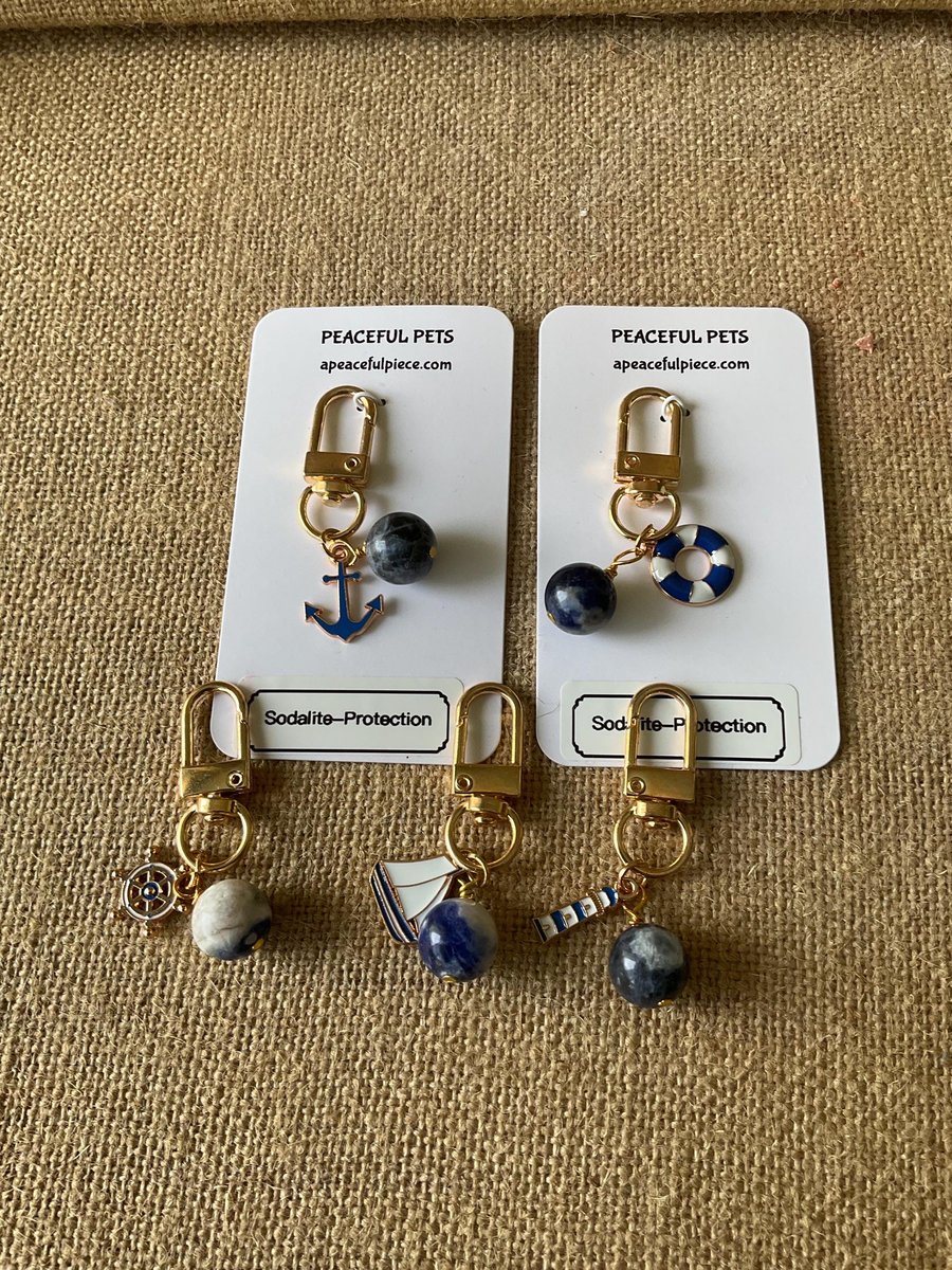 Nautical Pet Charm| Gemstone Pet Collar Charm with Nautical Vibes| Unique Gift for Dogs and Cats| Purse Accessory