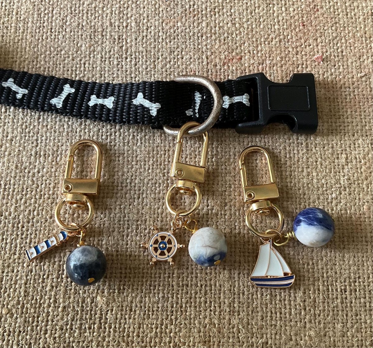 Nautical Pet Charm| Gemstone Pet Collar Charm with Nautical Vibes| Unique Gift for Dogs and Cats| Purse Accessory