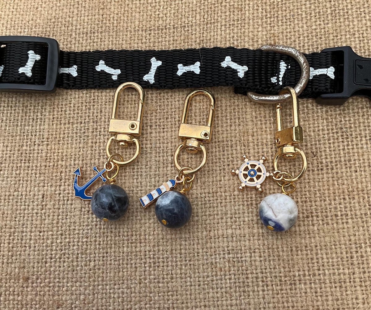 Nautical Pet Charm| Gemstone Pet Collar Charm with Nautical Vibes| Unique Gift for Dogs and Cats| Purse Accessory