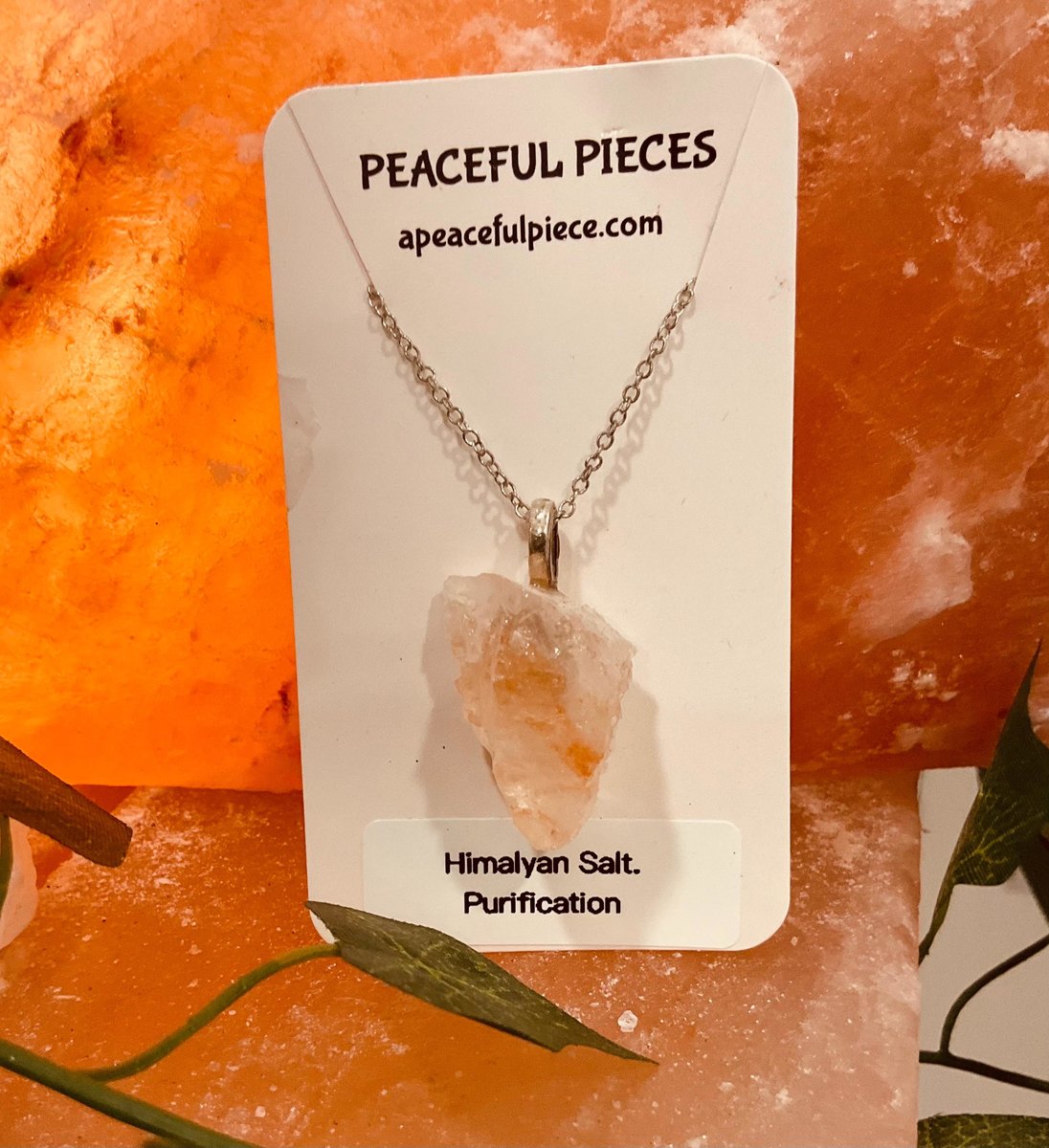 Himalayan Salt Protection Necklace Pendant, Natural Crystal Healing Jewelry, Energy Balancing Gift for Wellness & Spirituality