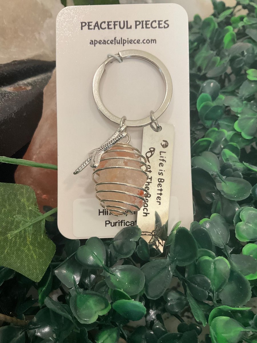 Himalayan Salt Protection Keychain with Starfish and Beach Quote | Beach Themed Car Keychain for Purification and Good Vibes