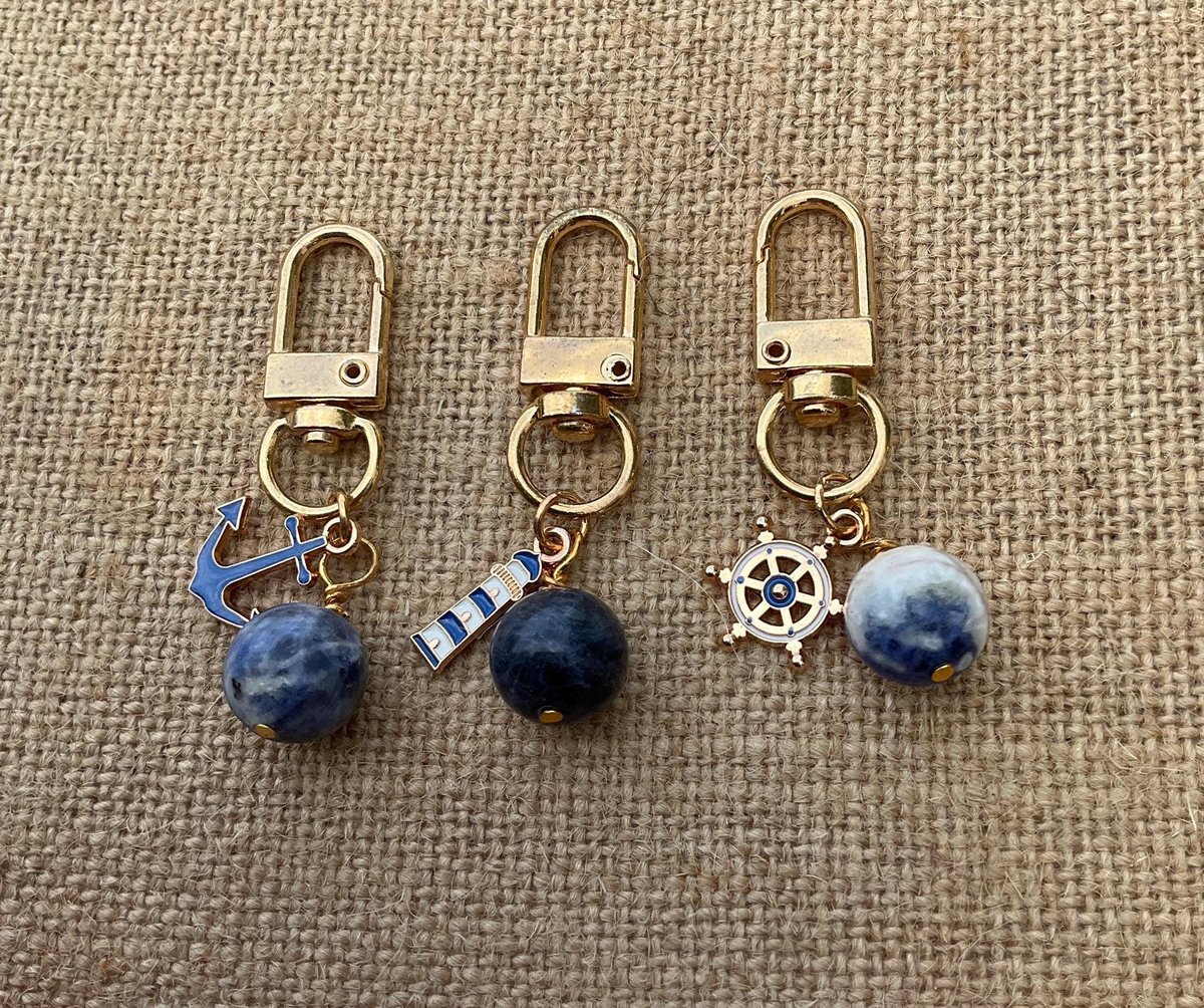 Nautical Pet Charm| Gemstone Pet Collar Charm with Nautical Vibes| Unique Gift for Dogs and Cats| Purse Accessory