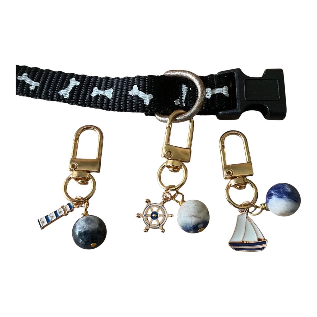 Nautical Pet Charm| Gemstone Pet Collar Charm with Nautical Vibes| Unique Gift for Dogs and Cats| Purse Accessory