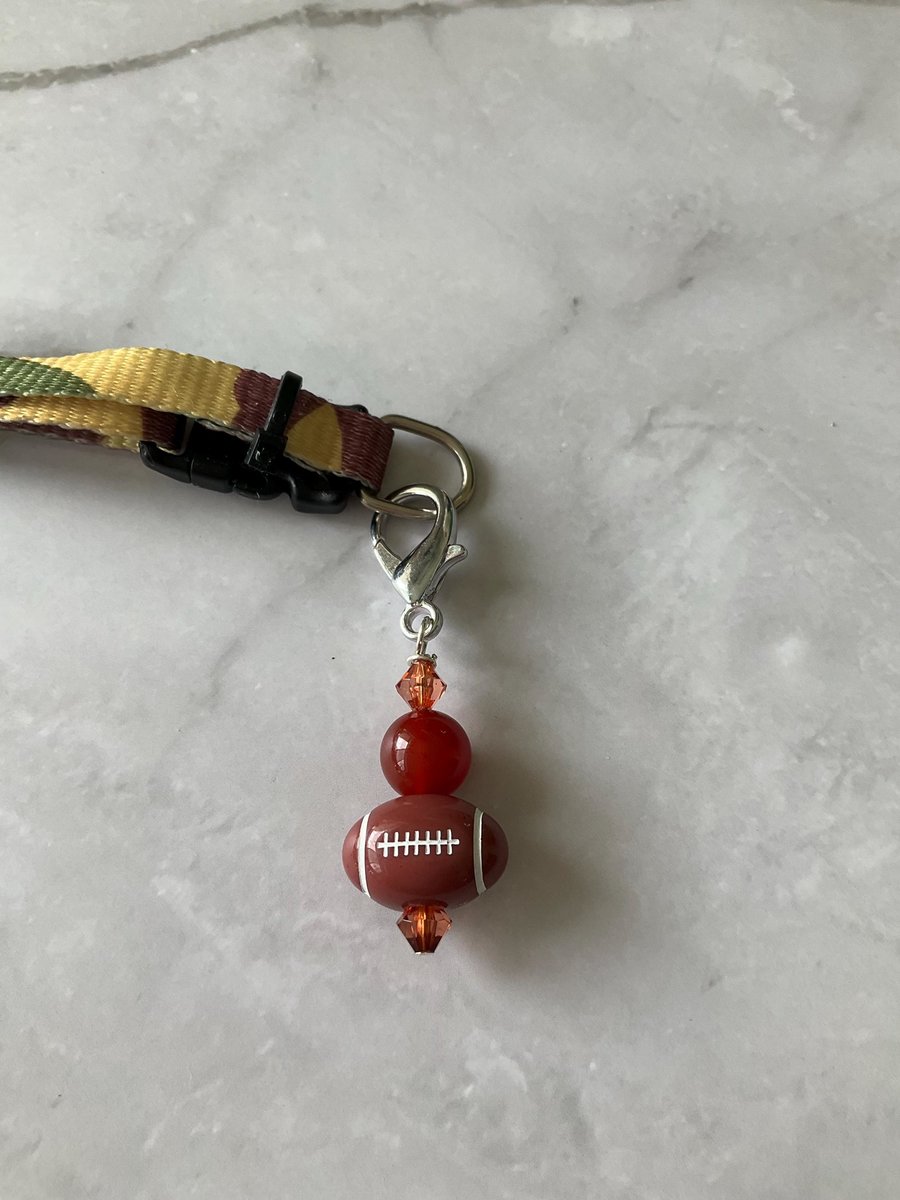 Pet Protection Collar Charm  | Dog Collar Accessory for Football Fans | Gemstone Pet Gift