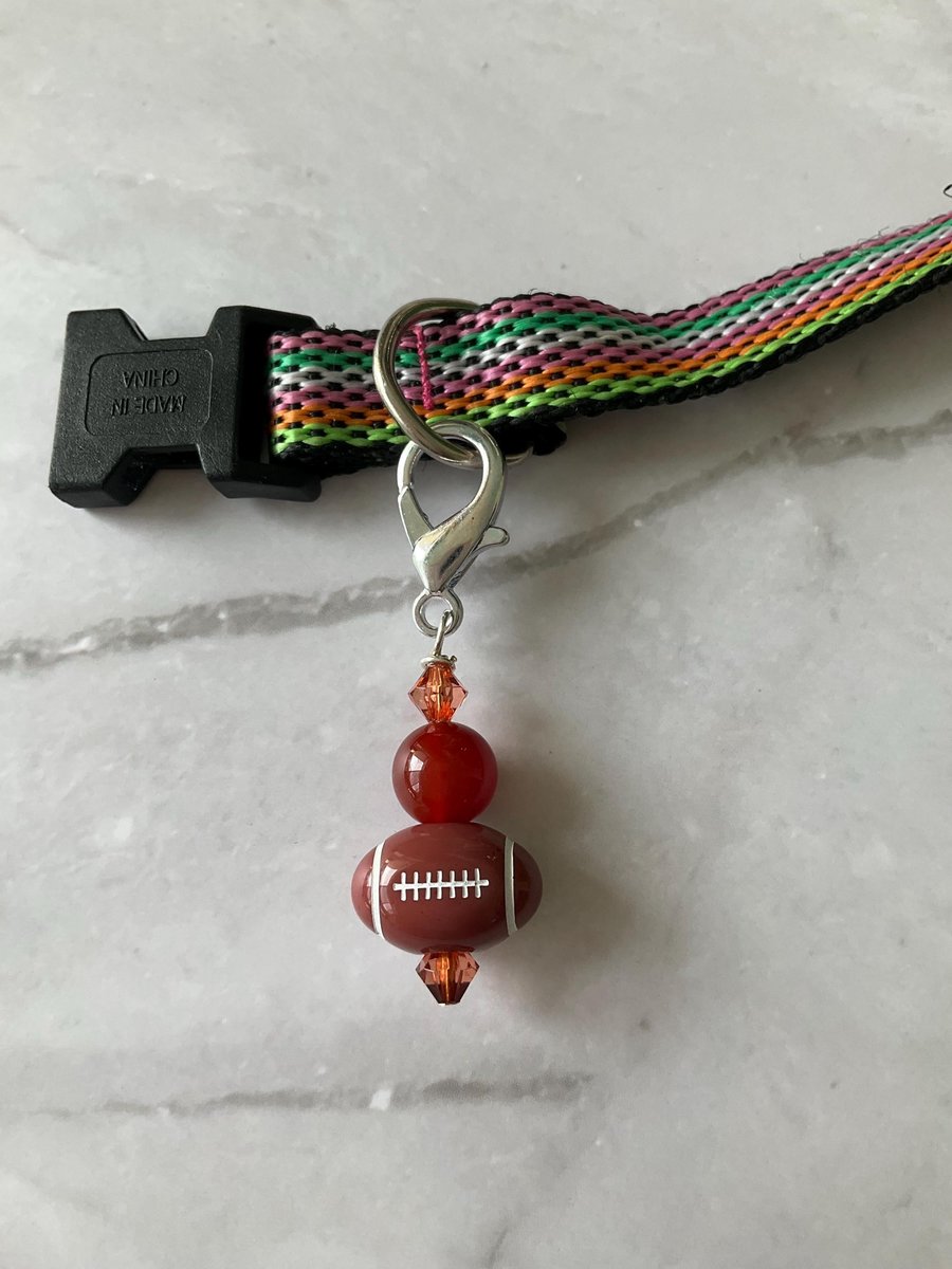 Pet Protection Collar Charm  | Dog Collar Accessory for Football Fans | Gemstone Pet Gift