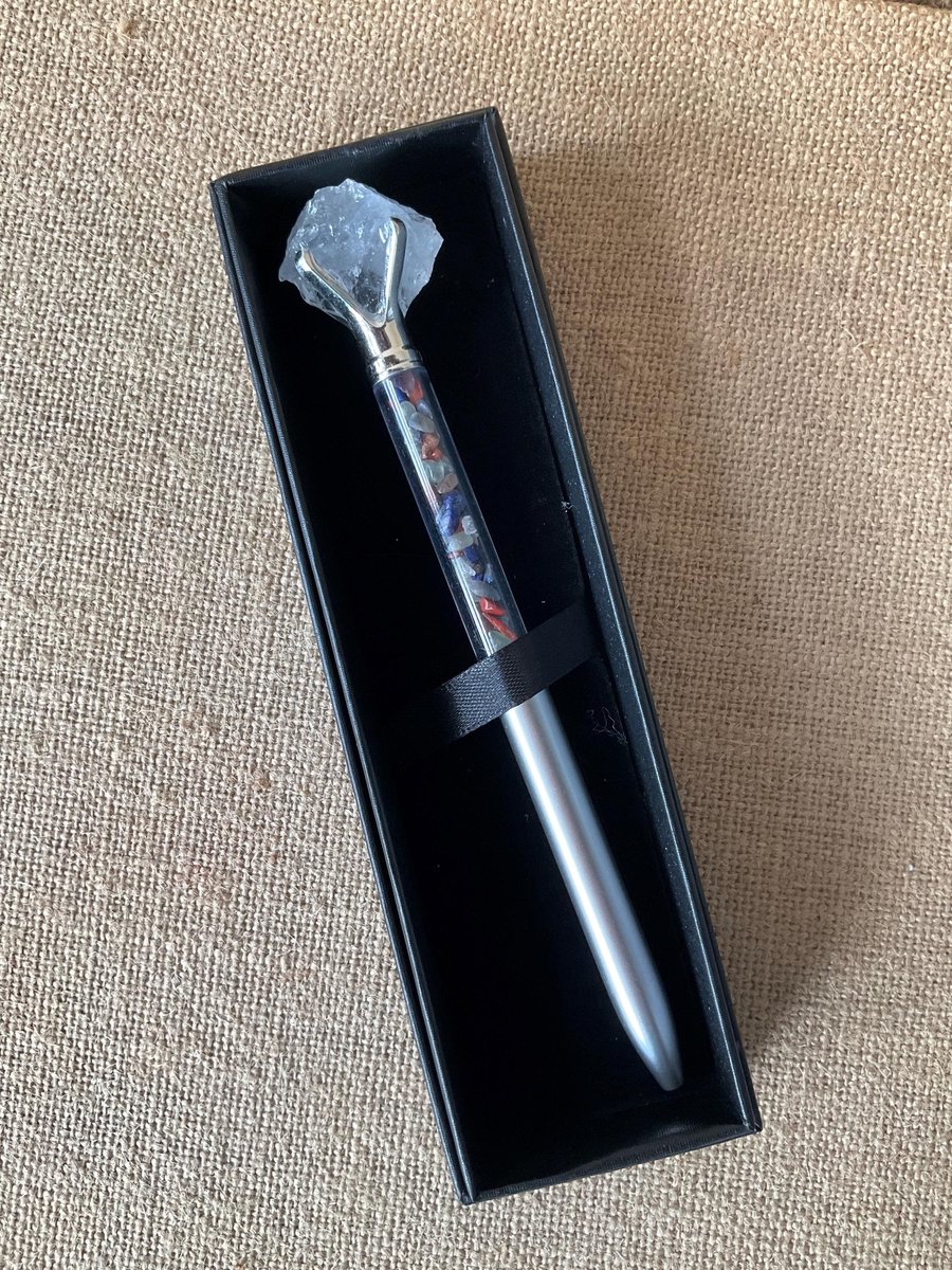 Raw crystal chip pens, gemstone crystal pens with quartz,gift, meditation, energy healing